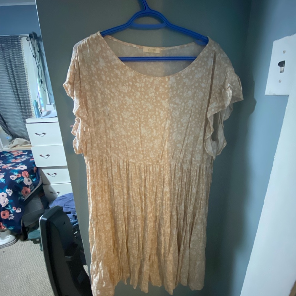 Nude floral smock dress